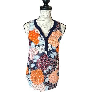 Boden Floral Tank Top - Navy and Orange